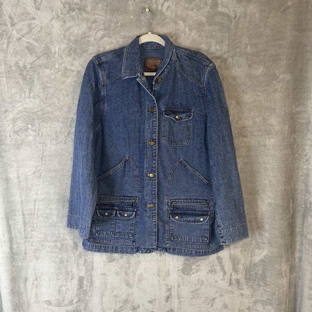 Vintage Lauren Jeans Compnay Blue Jean Denim Chore Jacket Size L Barn Utility